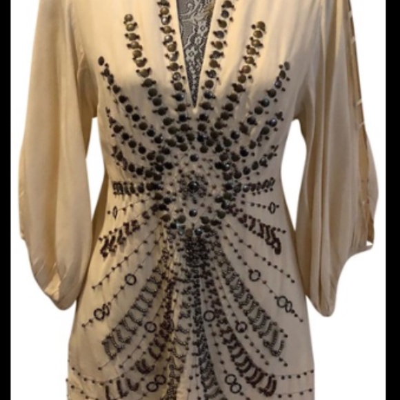 Nanette Lenore cold shoulder silk beaded blouse - Picture 3 of 7